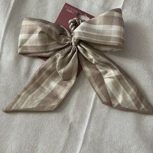 Bag Charm Beige & Tan Plaid Bow